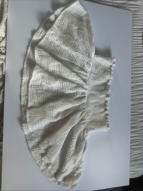 Forever 21 White Textured Smocked Circle Skirt